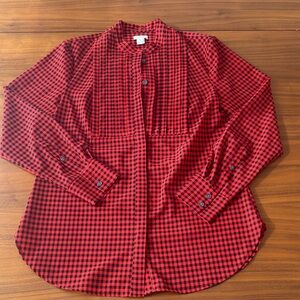 J. Crew Red and Black Gingham Women's Button Down Shirt XS